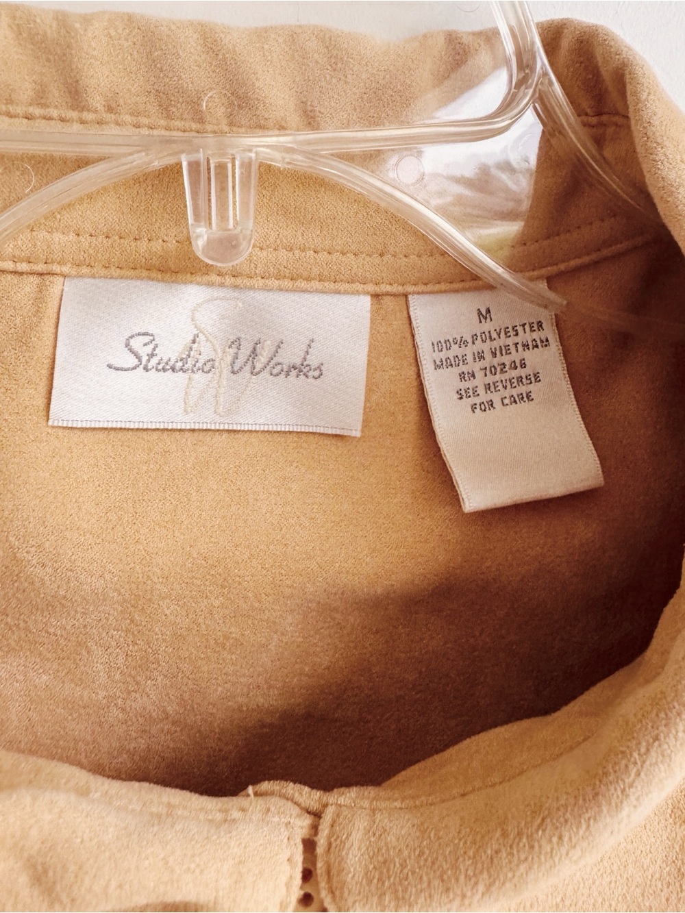 Vintage Studio Works Faux Suede Shacket Tan Western Overshirt Jacket M - Picture 5 of 6